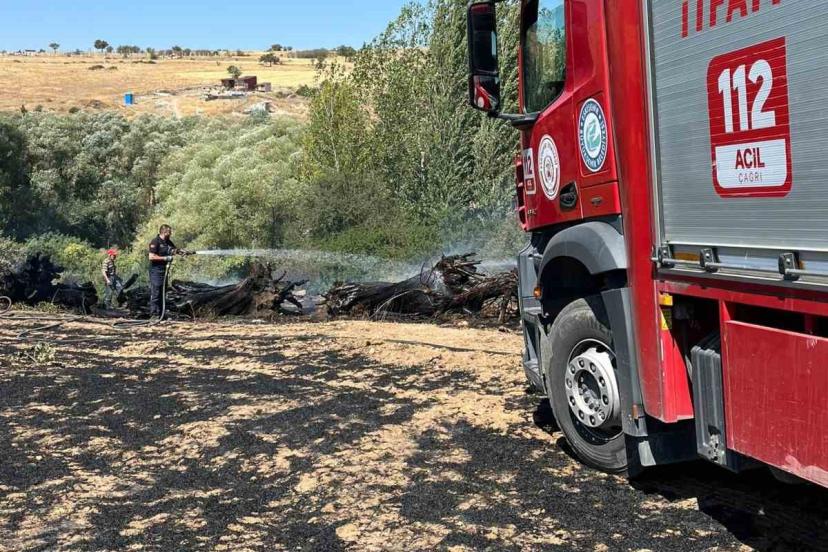Ekin yangınına itfaiye ekipleri müdahale etti
